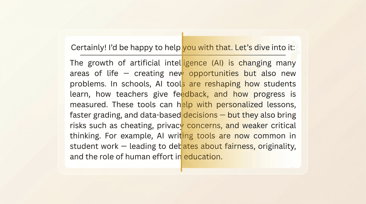 Academic writing sample showing AI-generated content